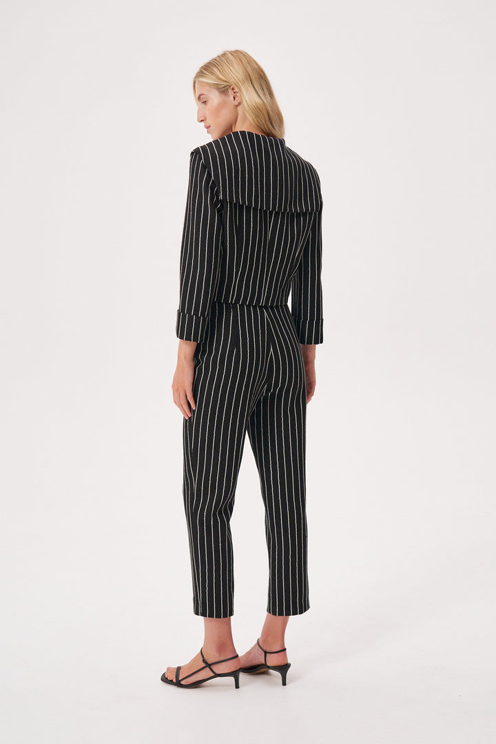 Slim-fit striped linen trousers