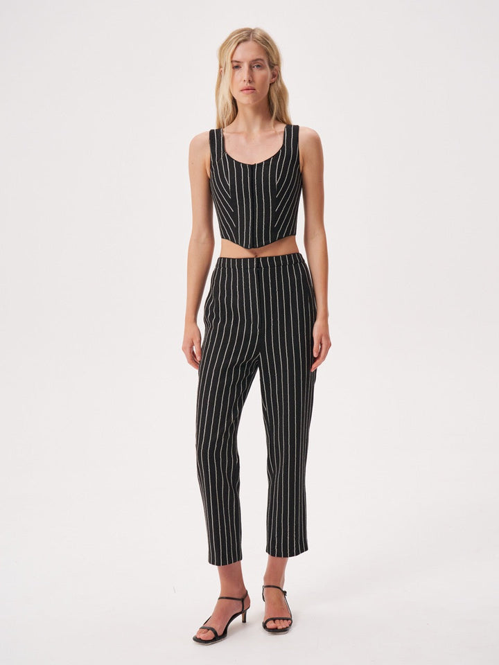 Striped linen corset top