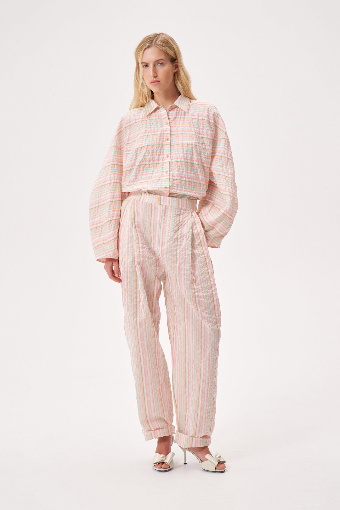 Striped cotton pants