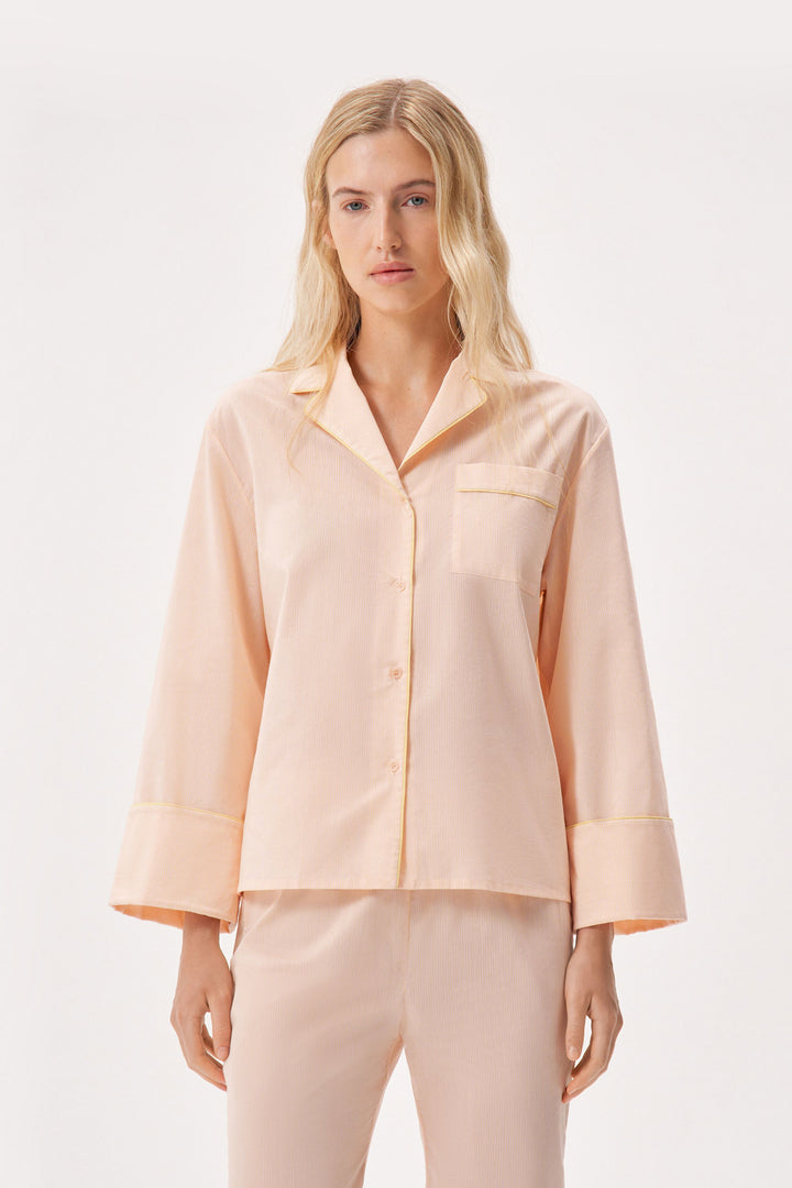 Pajama-inspired cotton shirt