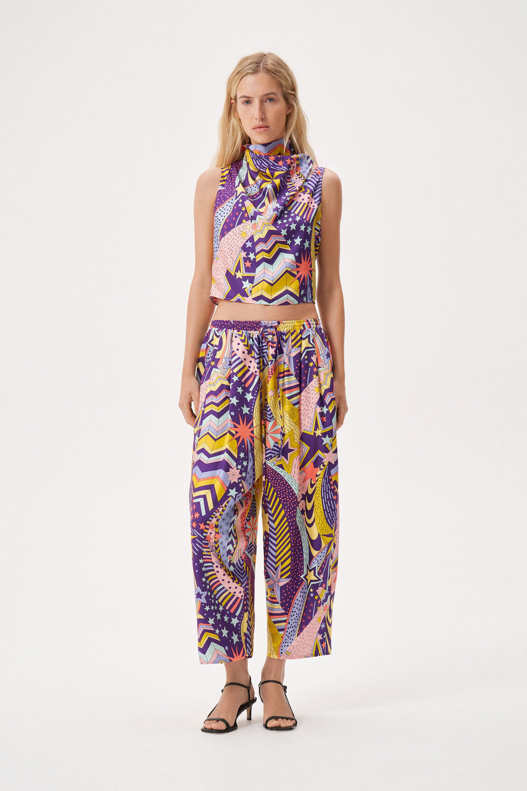 Printed pants made of Liberty silk