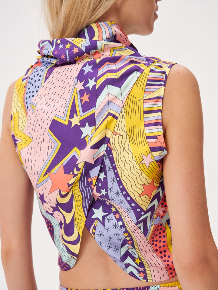 Printed sleeveless top made of Liberty silk