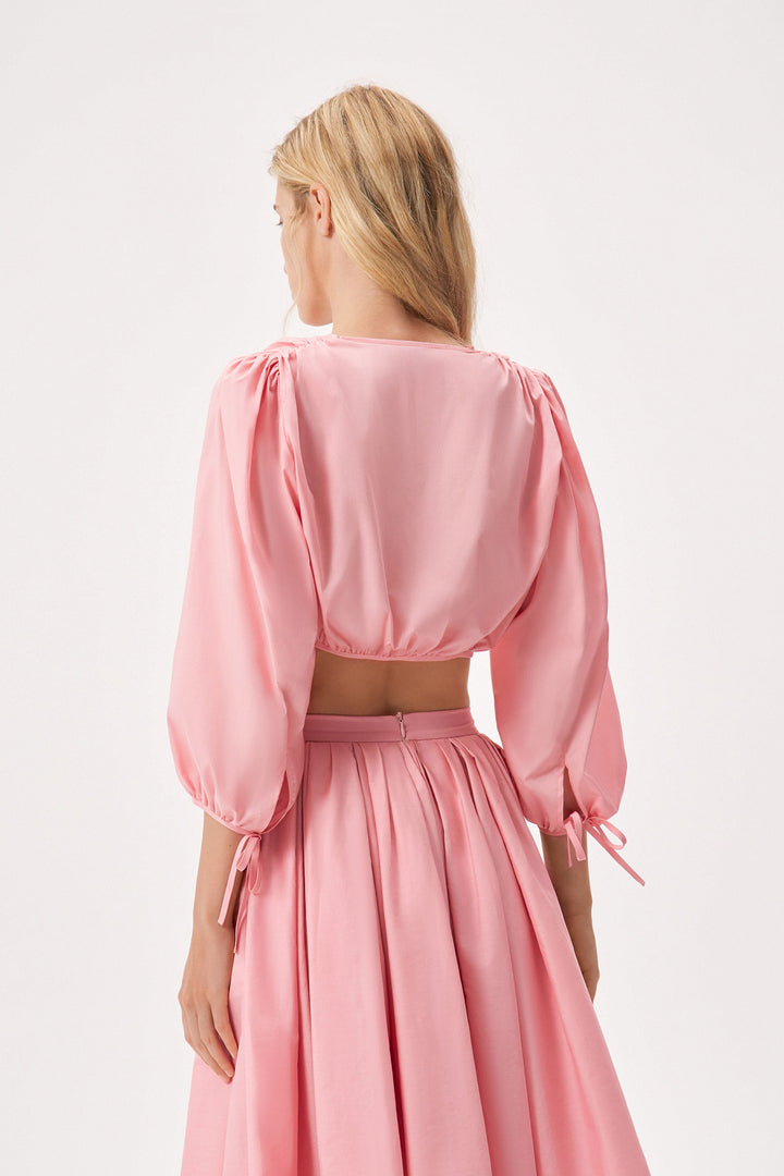 Long-sleeve crop top made of Liberty cotton