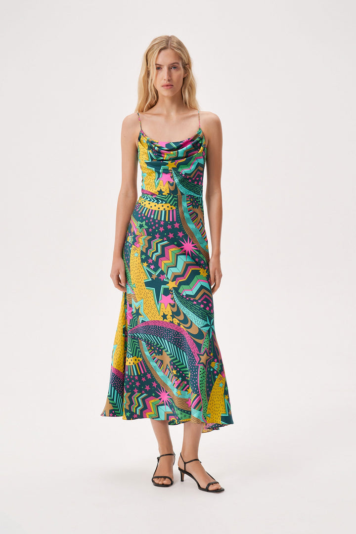 Printed strappy dress made of Liberty silk