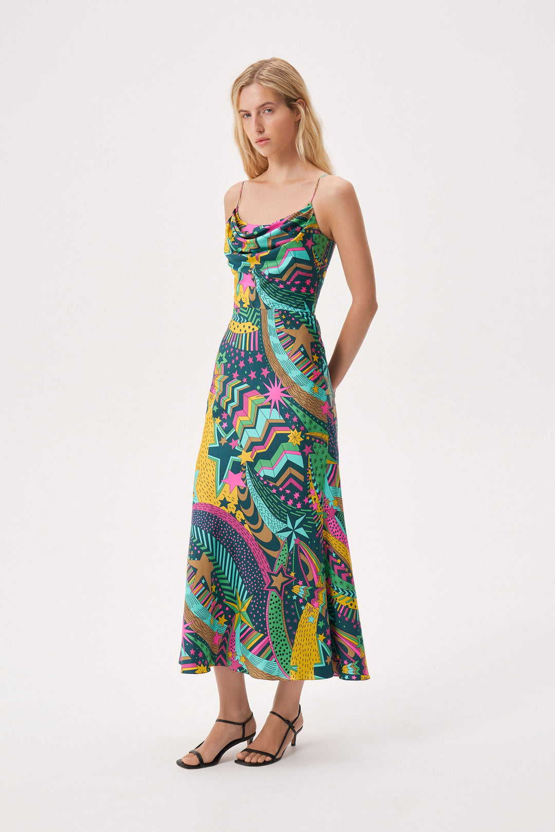 Printed strappy dress made of Liberty silk