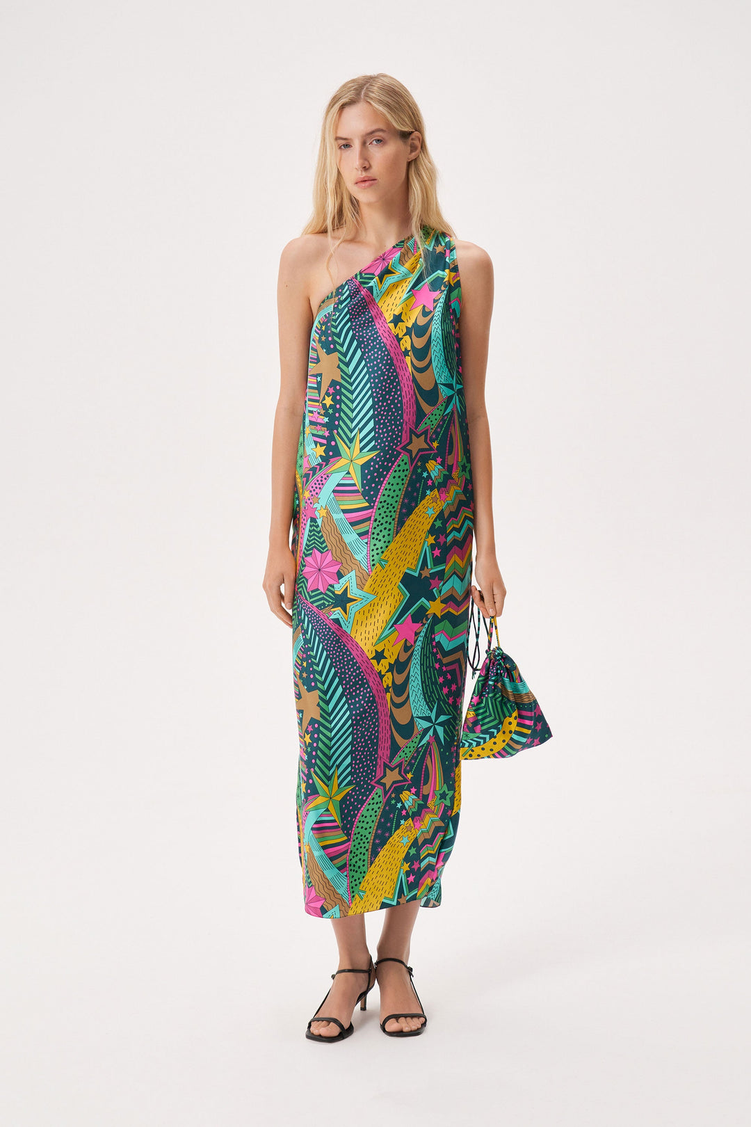 Printed asymmetrical dress made of Liberty silk