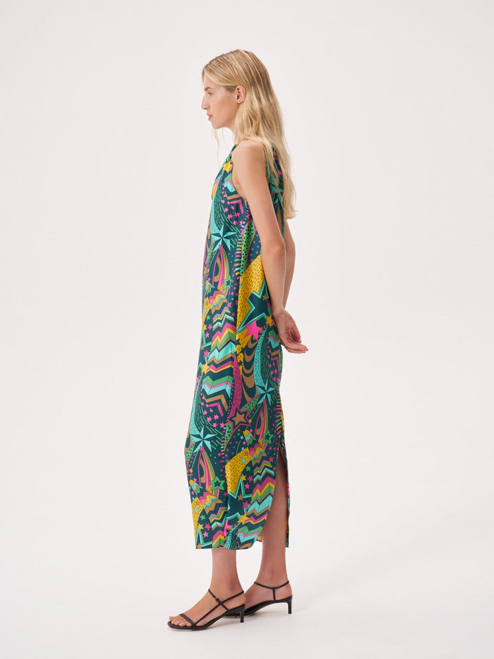 Printed asymmetrical dress made of Liberty silk
