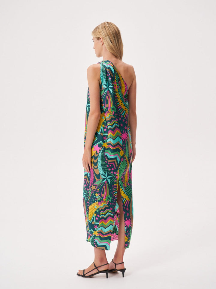 Printed asymmetrical dress made of Liberty silk