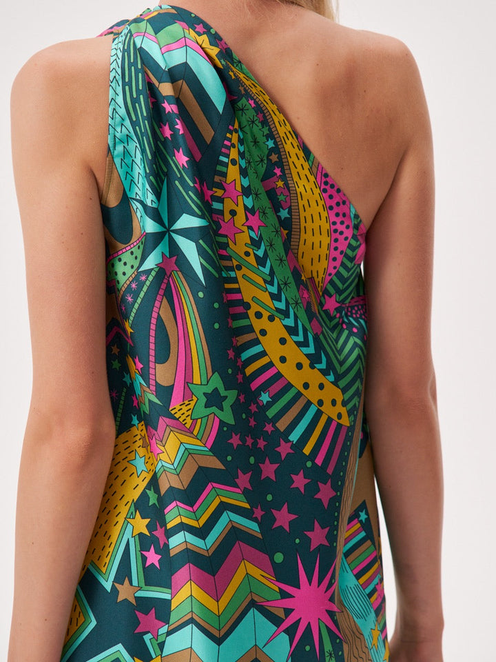 Printed asymmetrical dress made of Liberty silk