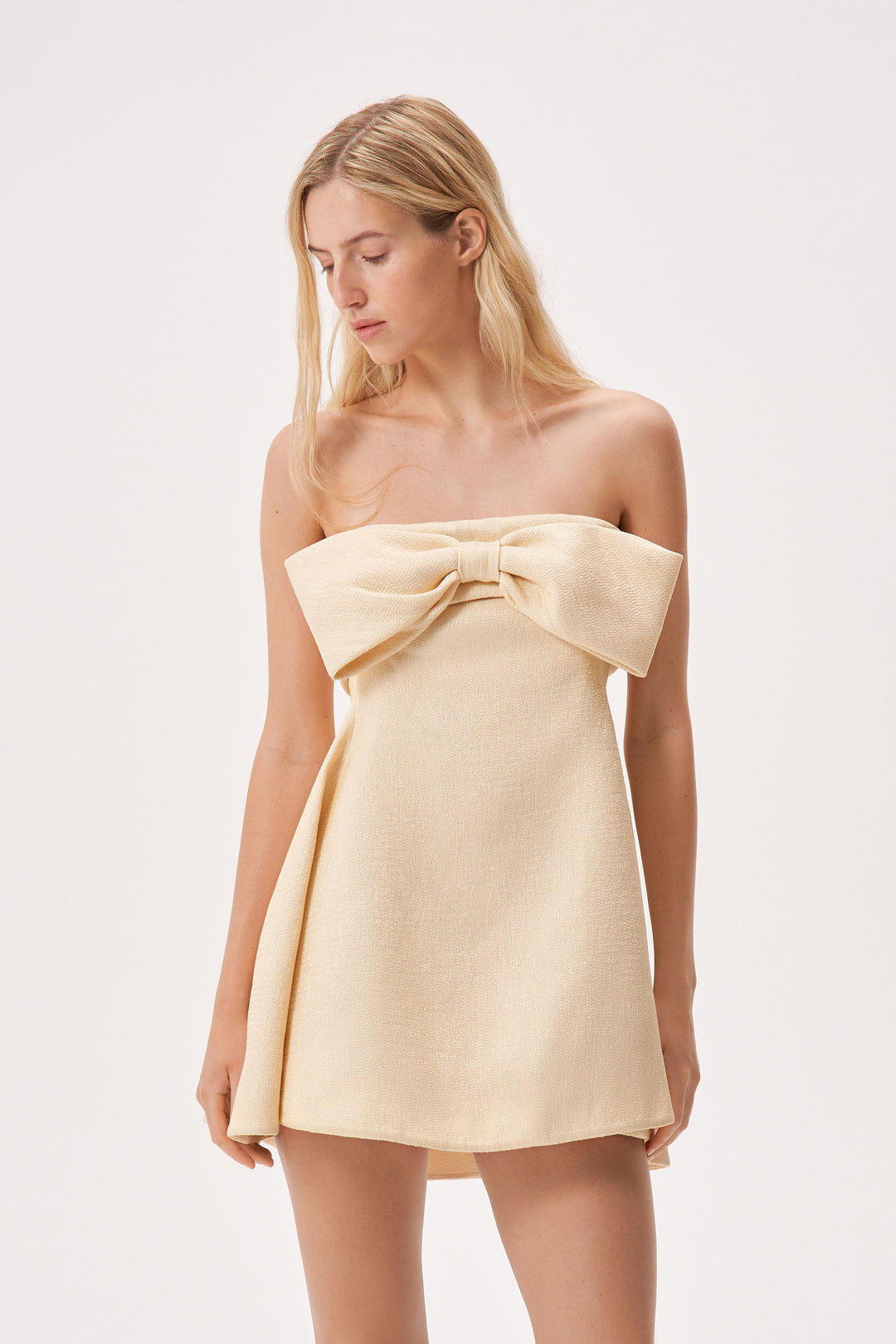 Bow-bodice mini dress