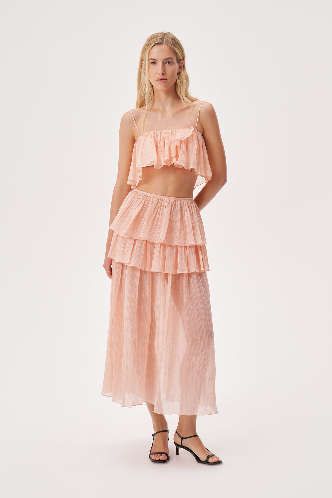Midi skirt with ruffles