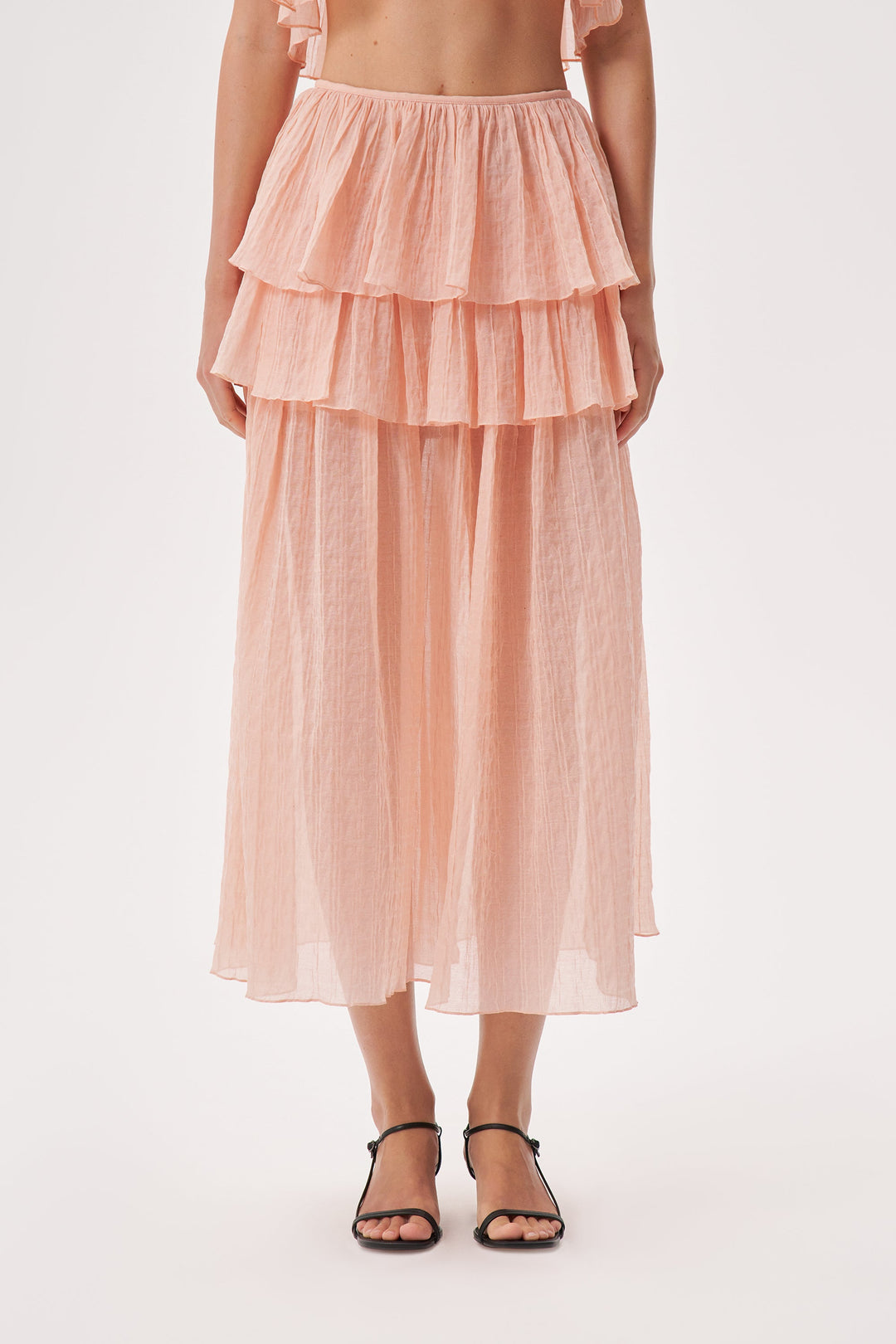 Midi skirt with ruffles