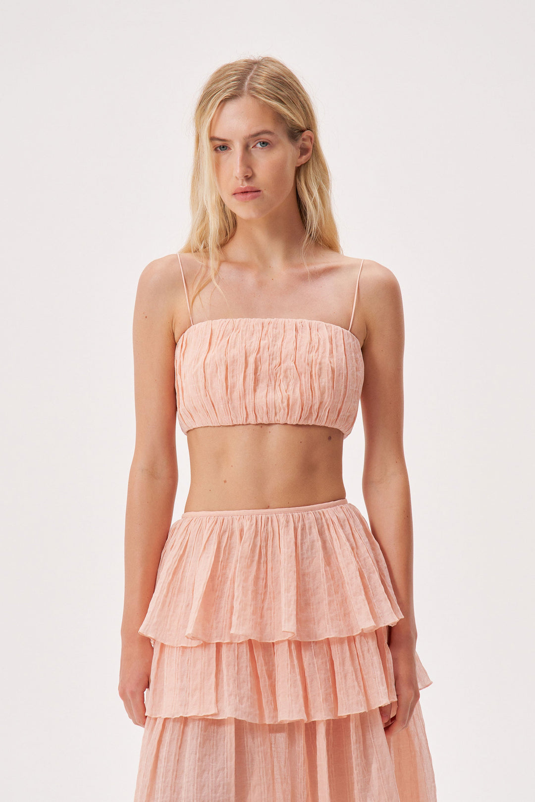 Draped crop top with thin straps