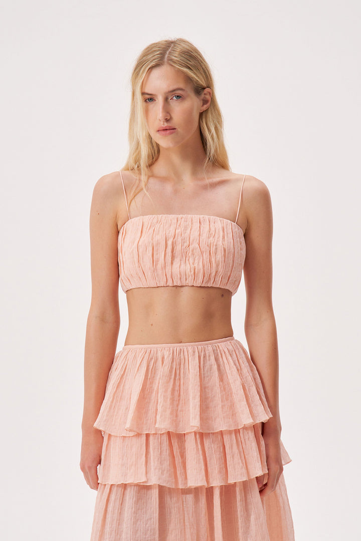 Draped crop top with thin straps