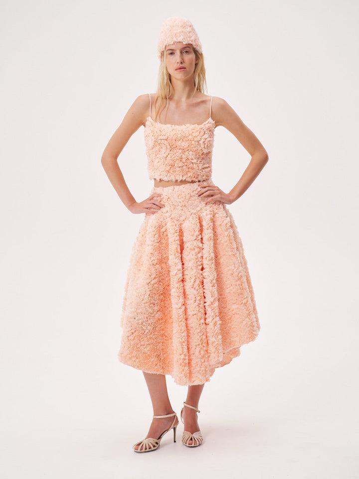 Voluminous textured crop top with straps