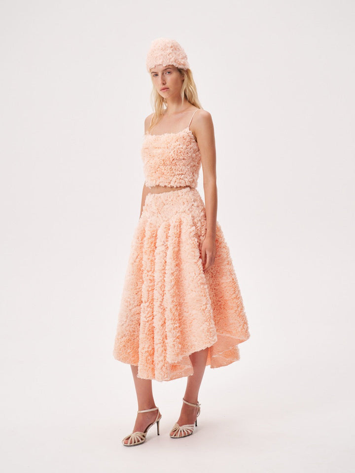 Voluminous textured midi skirt