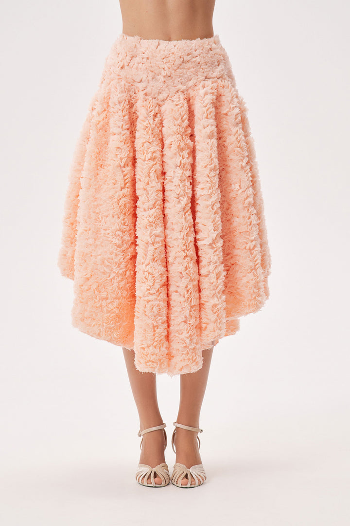 Voluminous textured midi skirt