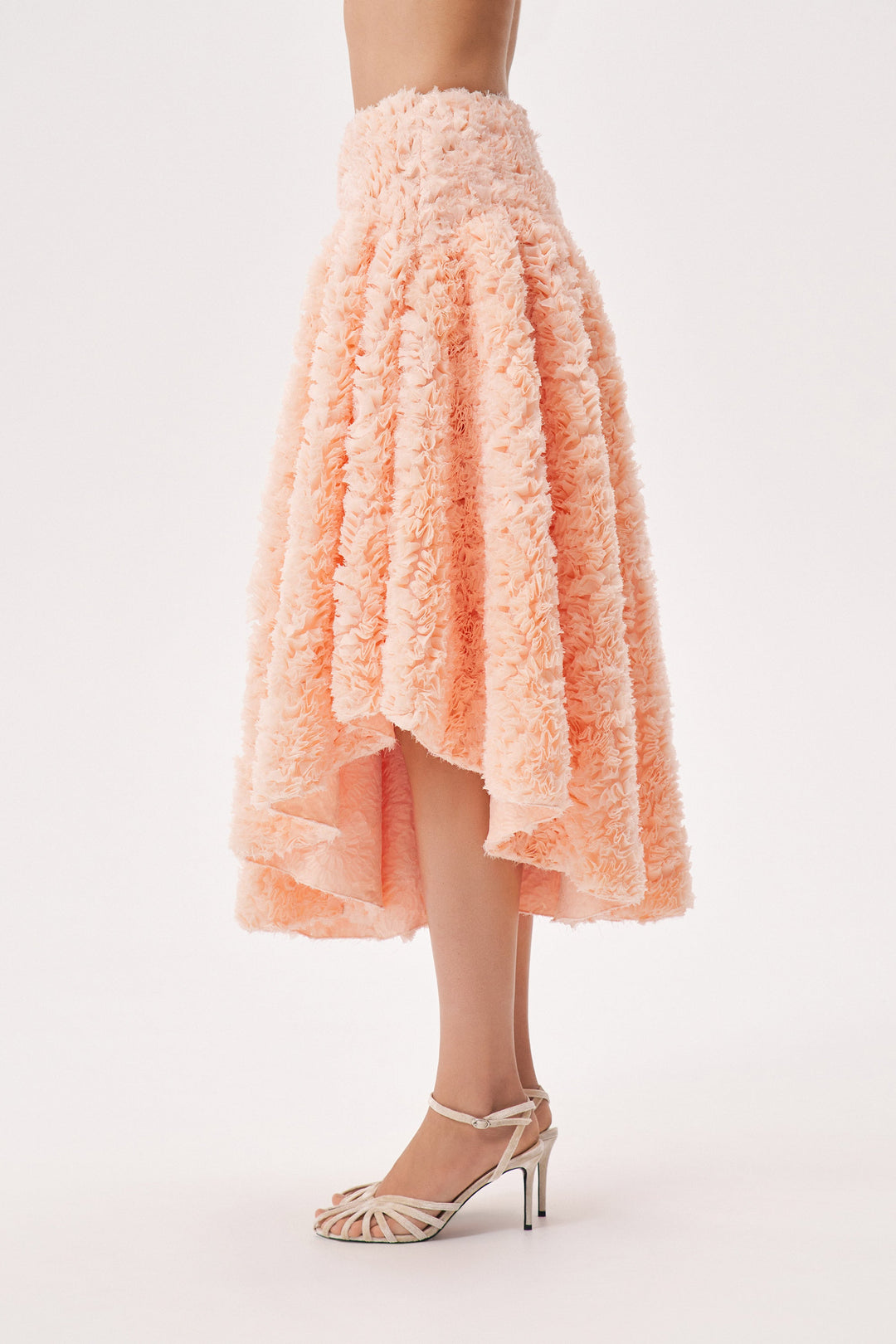 Voluminous textured midi skirt