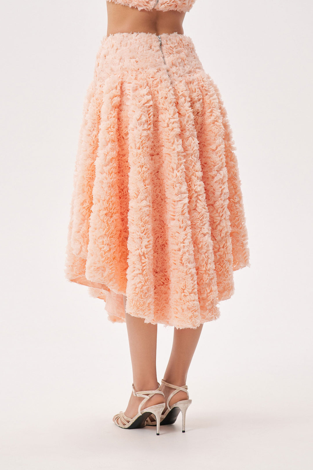 Voluminous textured midi skirt