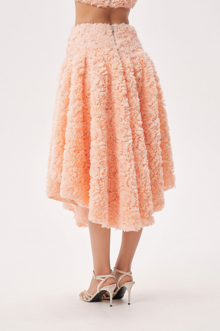 Voluminous textured midi skirt