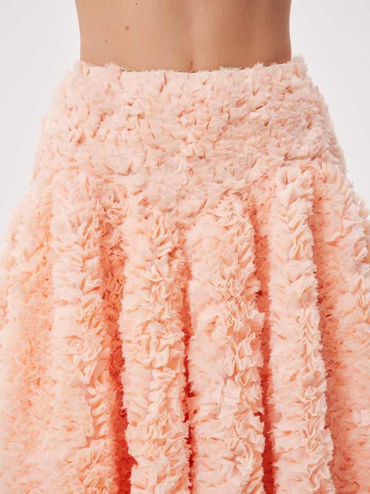 Voluminous textured midi skirt
