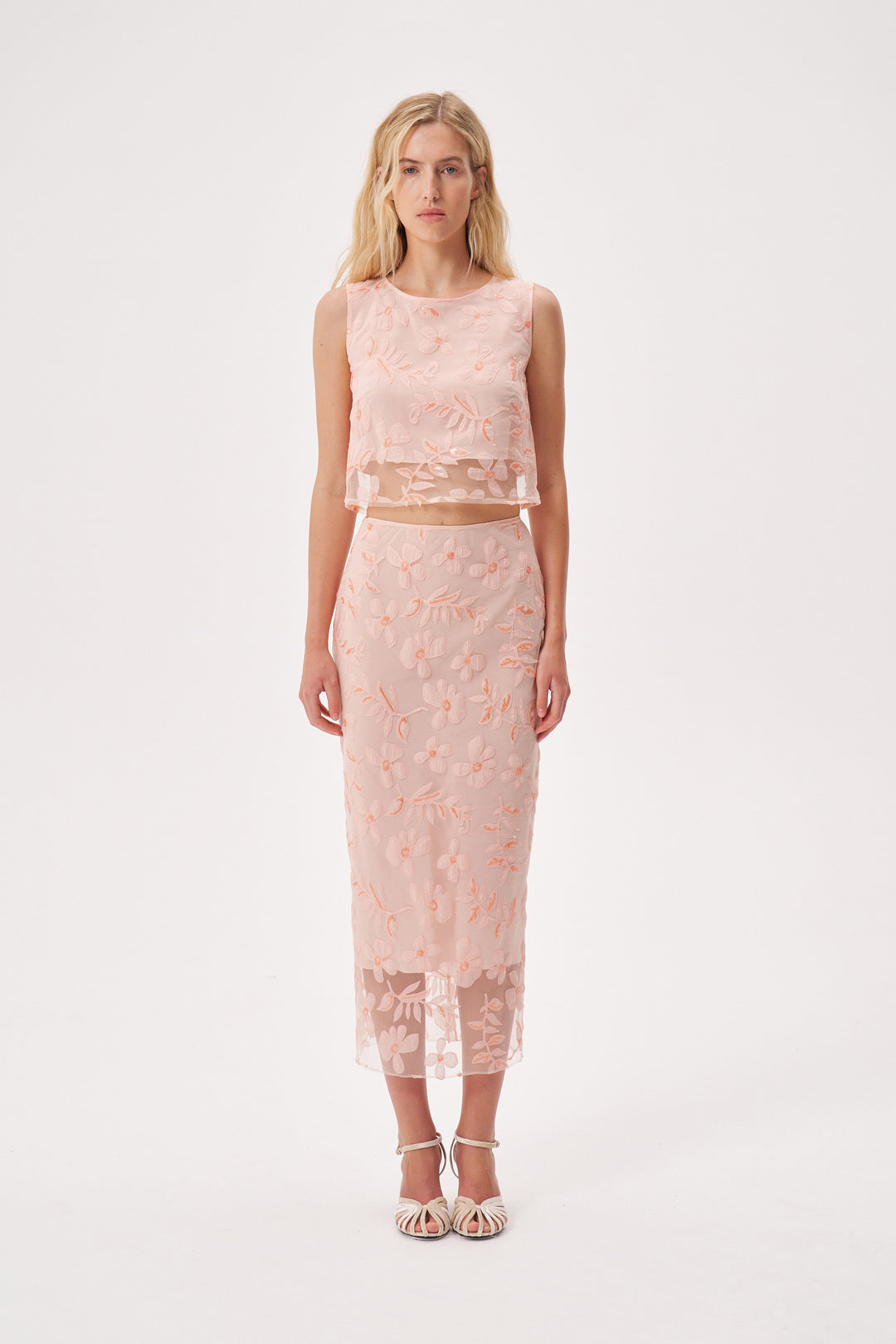 Floral appliqué crop top