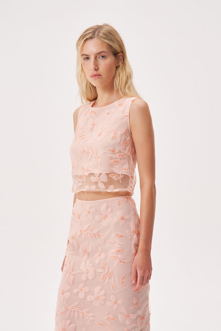 Floral appliqué crop top