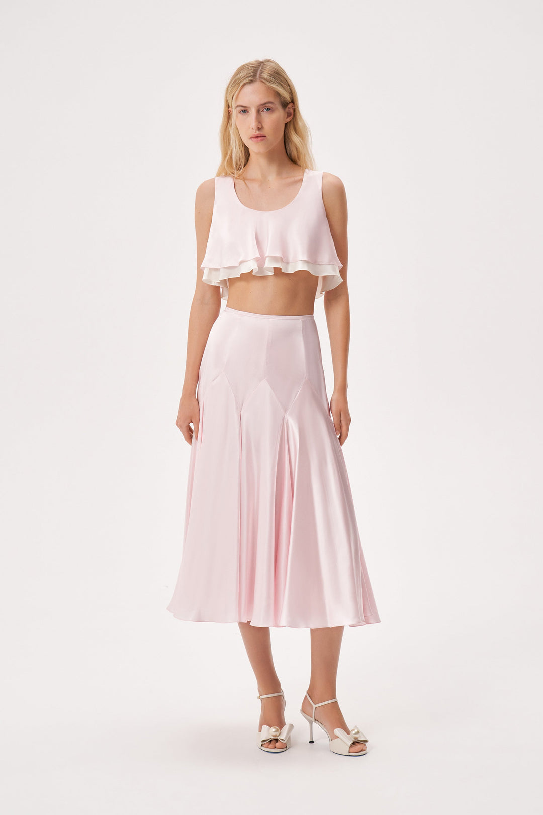 Double-layered crop top made of Liberty silk