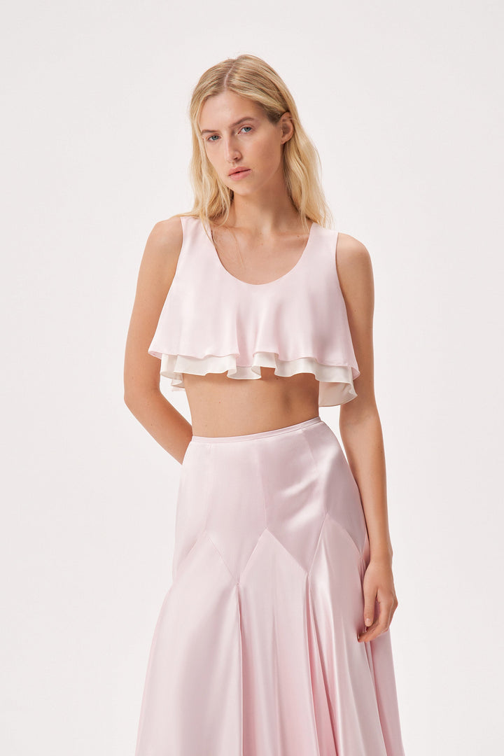 Double-layered crop top made of Liberty silk