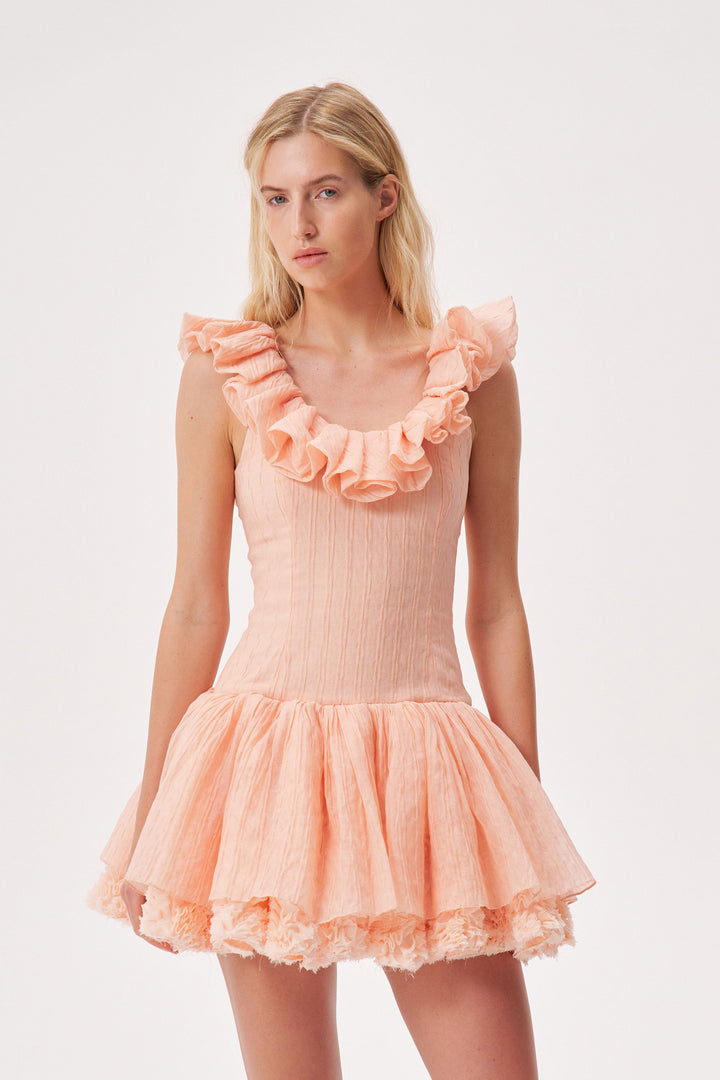 Mini dress with a voluminous skirt