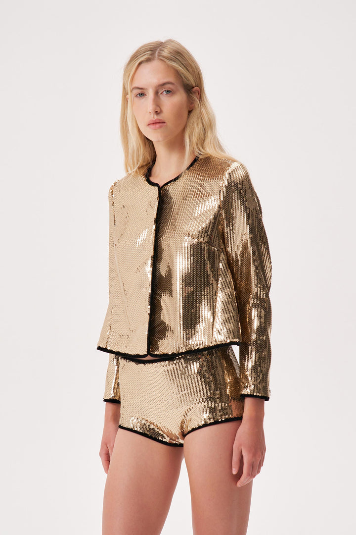 Cropped sequinned blazer