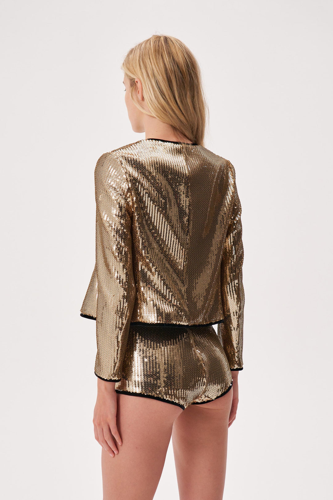 Cropped sequinned blazer