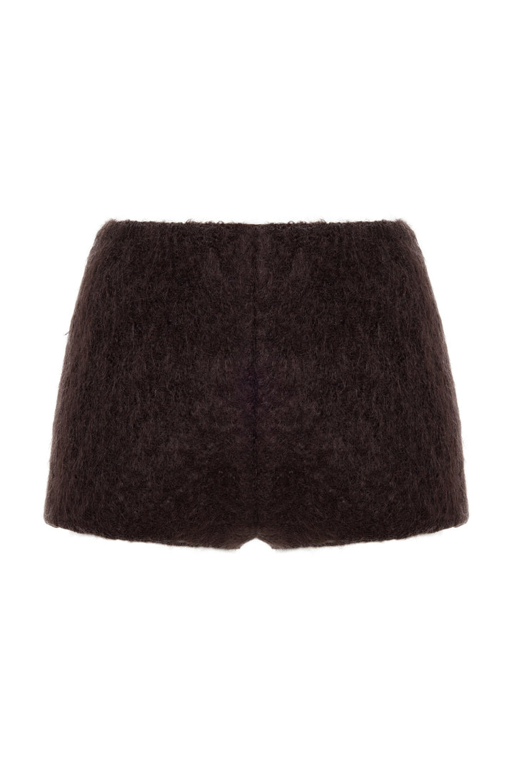 Brown mohair mini shorts