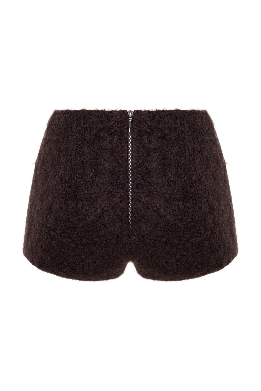 Brown mohair mini shorts