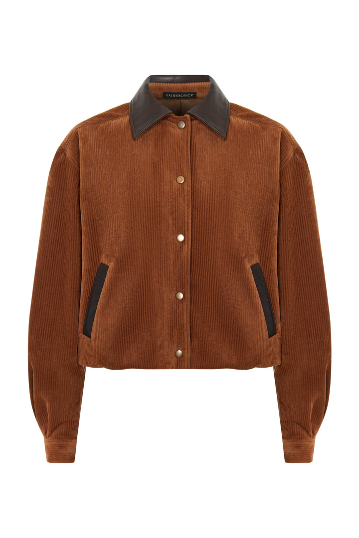 Corduroy bomber-jacket with snaps