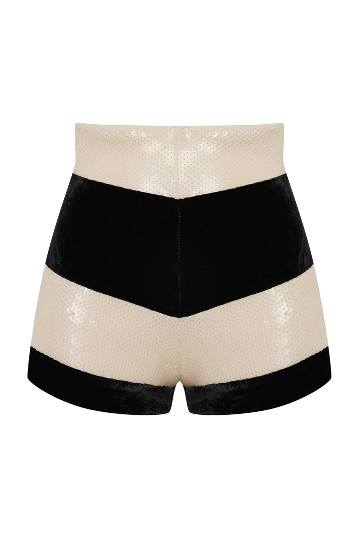 Sequin  and velvet mini shorts