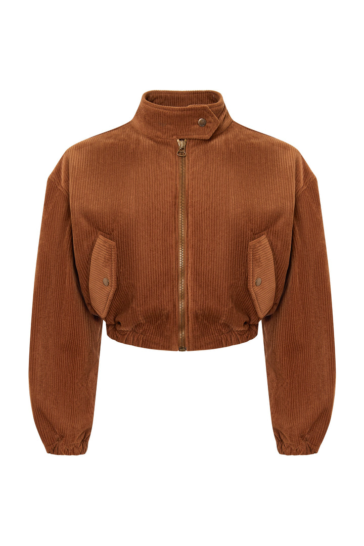 Corduroy cropped bomber-jacket