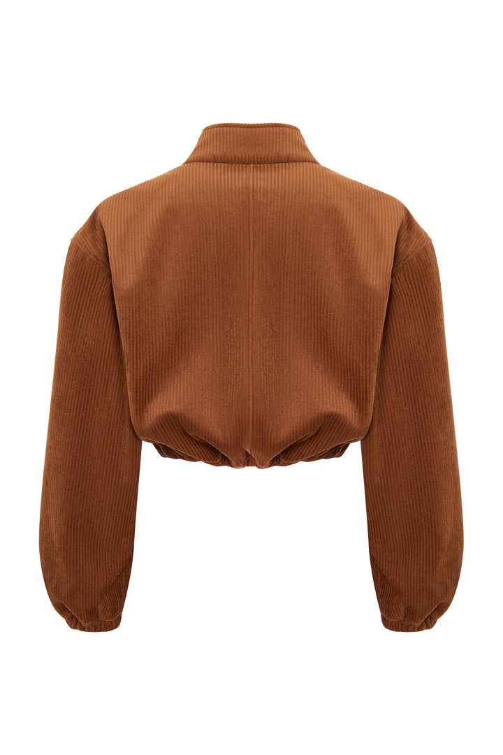 Corduroy cropped bomber-jacket