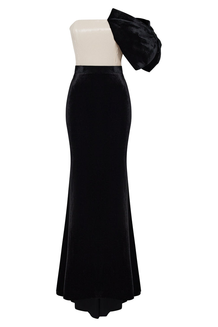 Velvet bustier dress with sequins