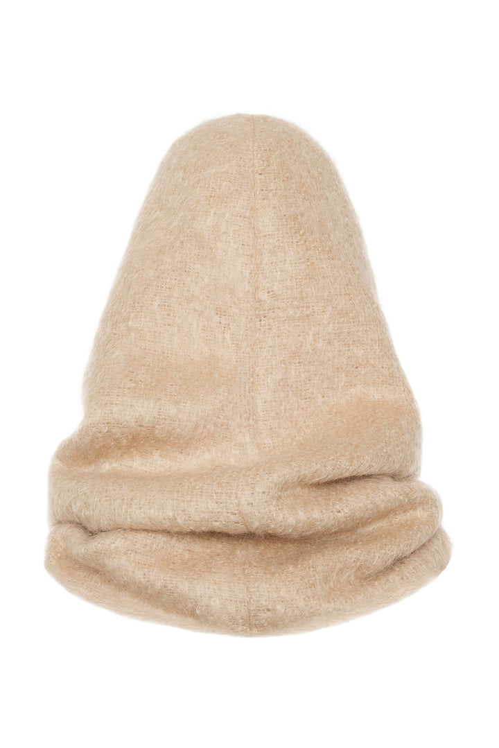 Mohair hood with marabou feather trim