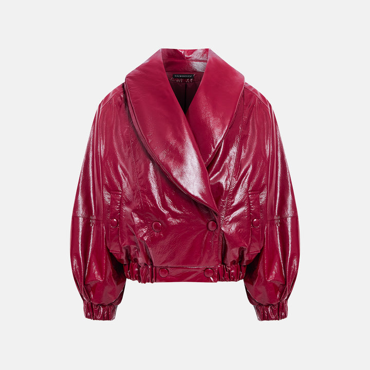 Genuine leather bomber jacket