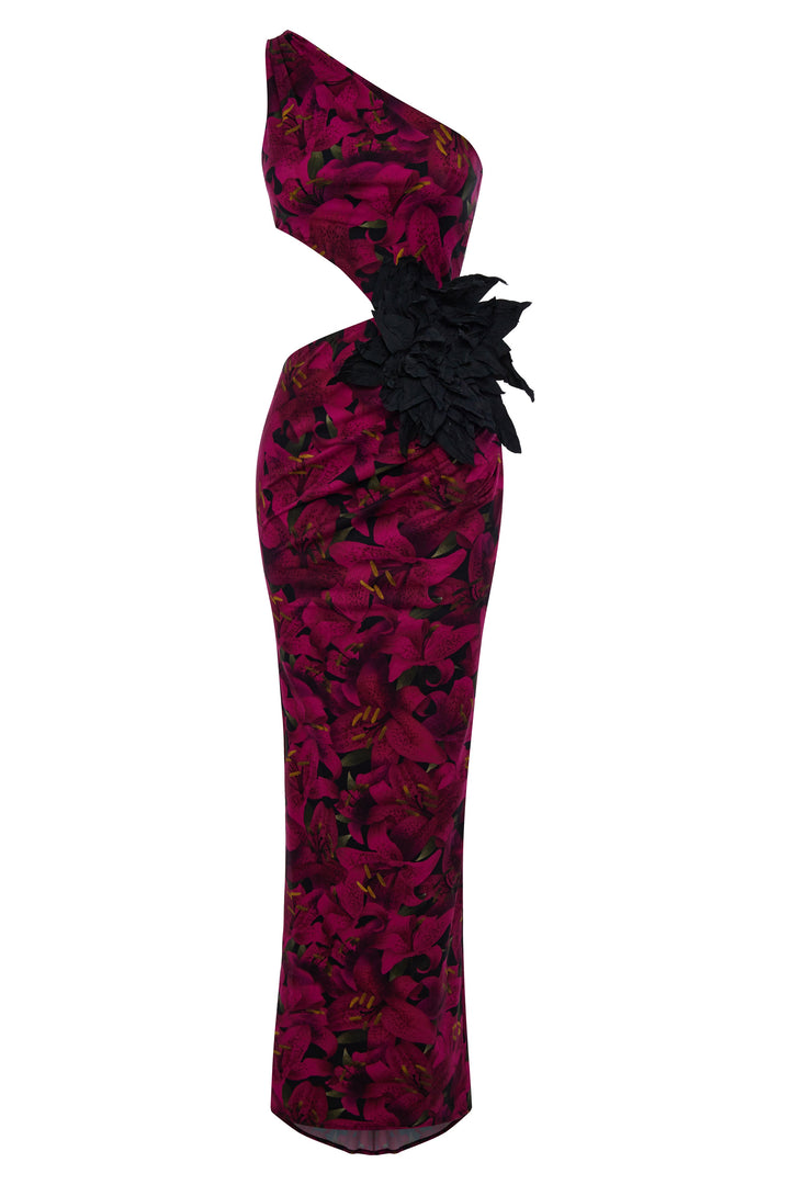 Floral gown with a decorative flower