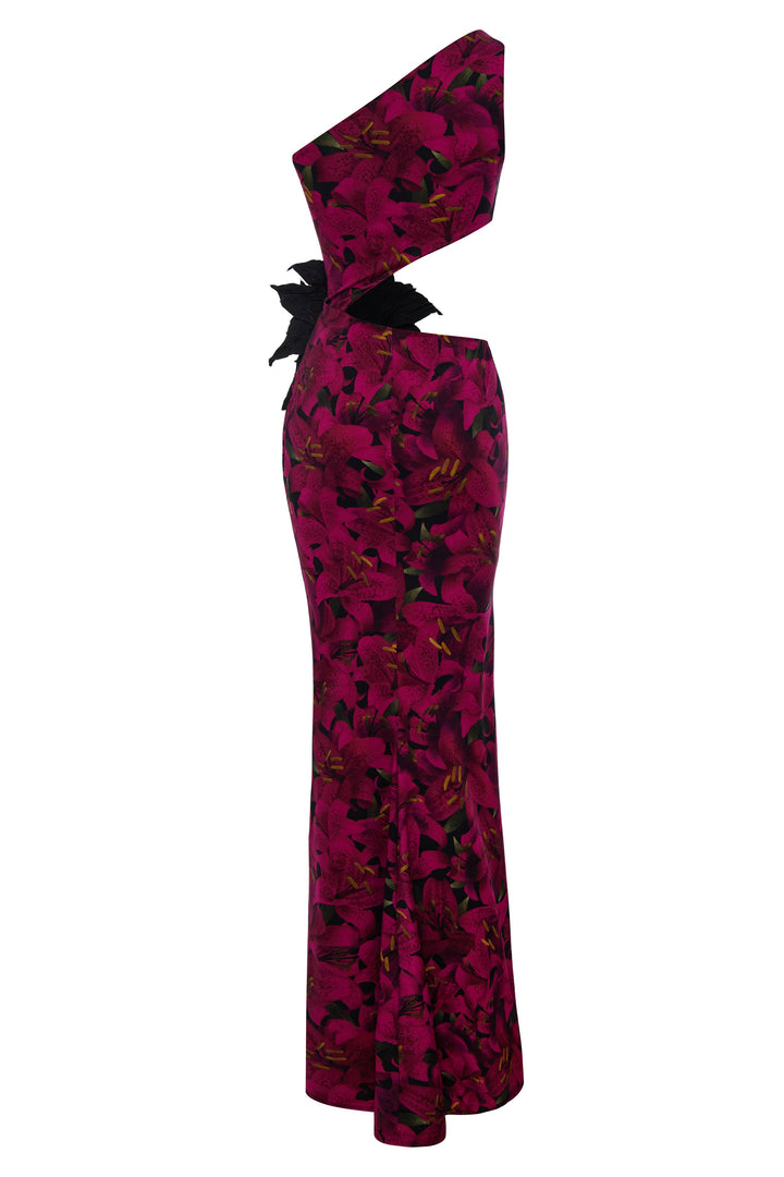 Floral gown with a decorative flower