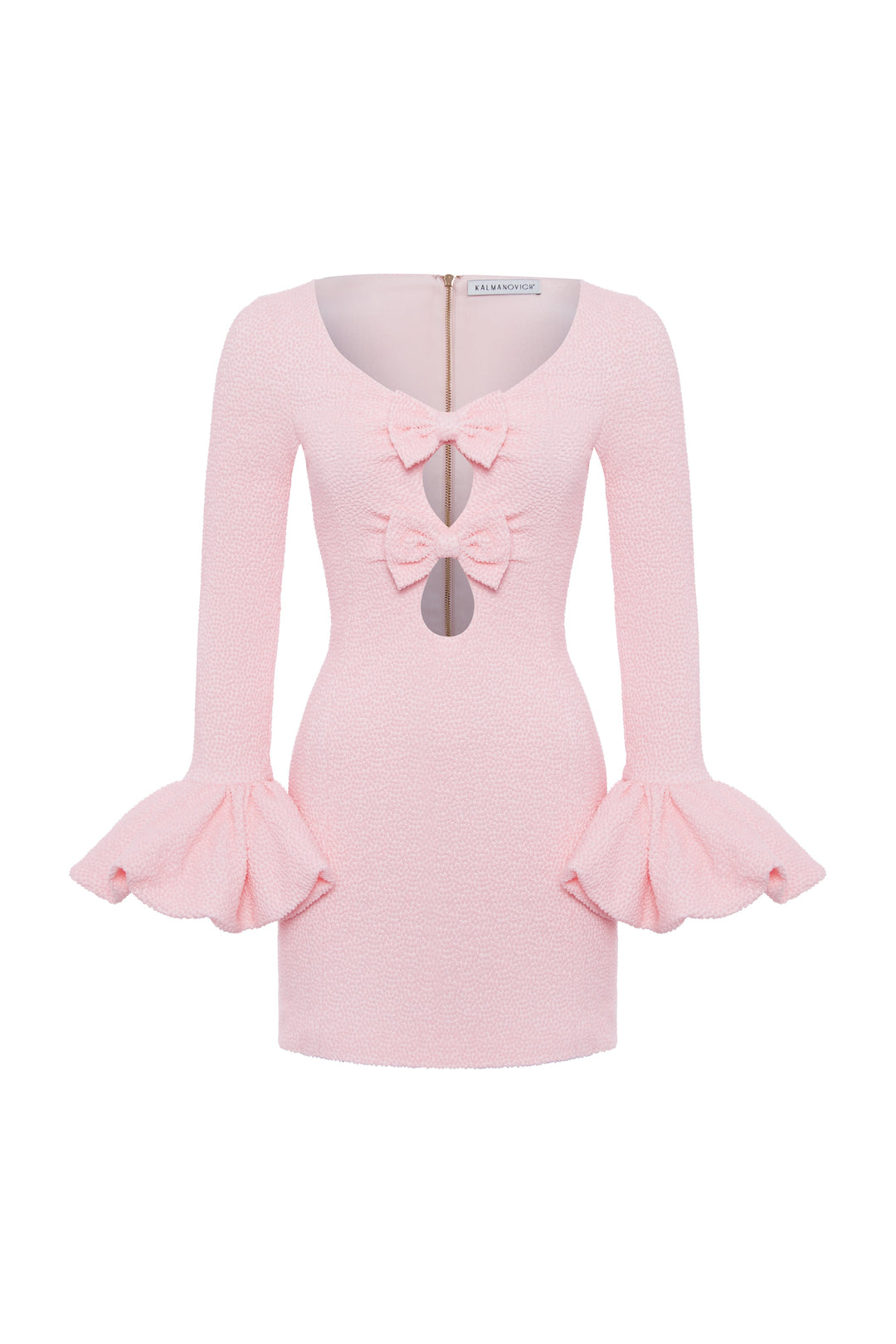 kalmanovich pink dress Taffeta slip dress with a ruffled slit