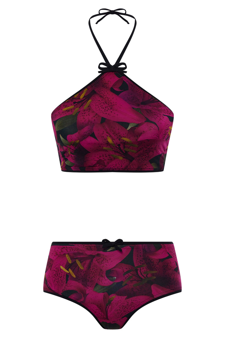 Floral swimsuit with bows