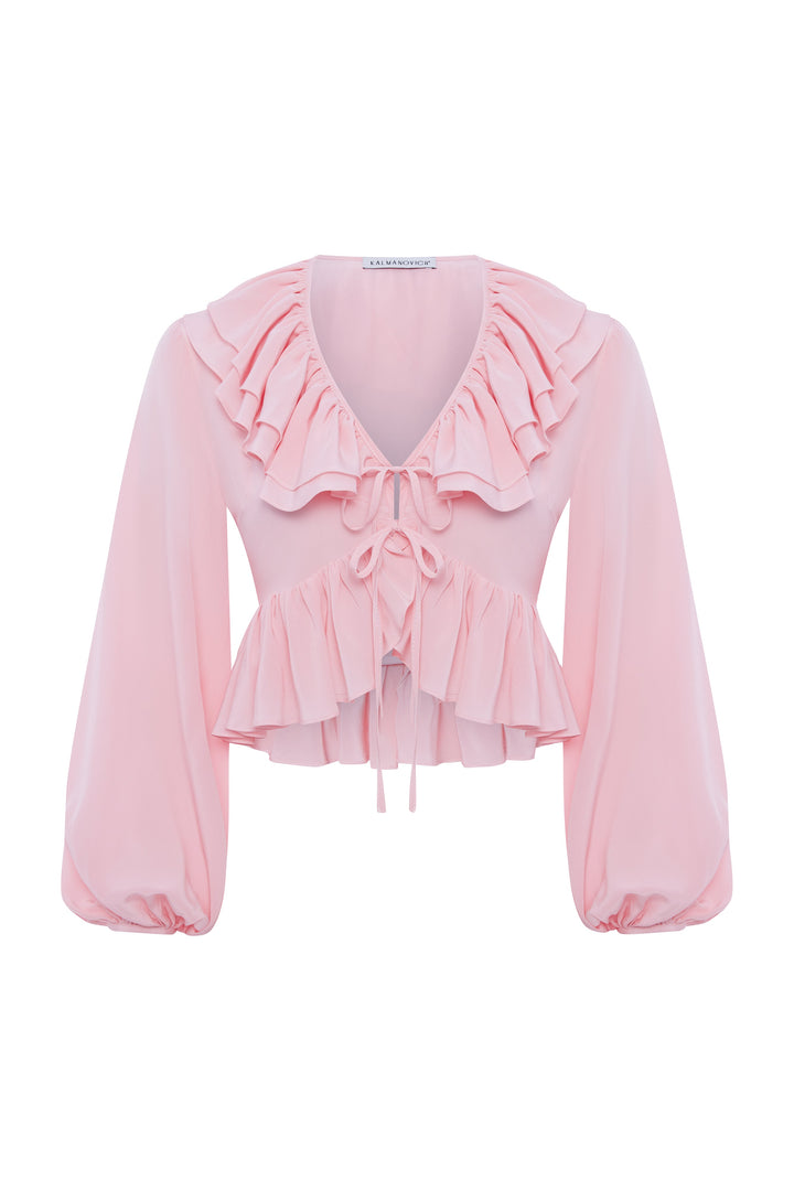 Ruffled silk blouse