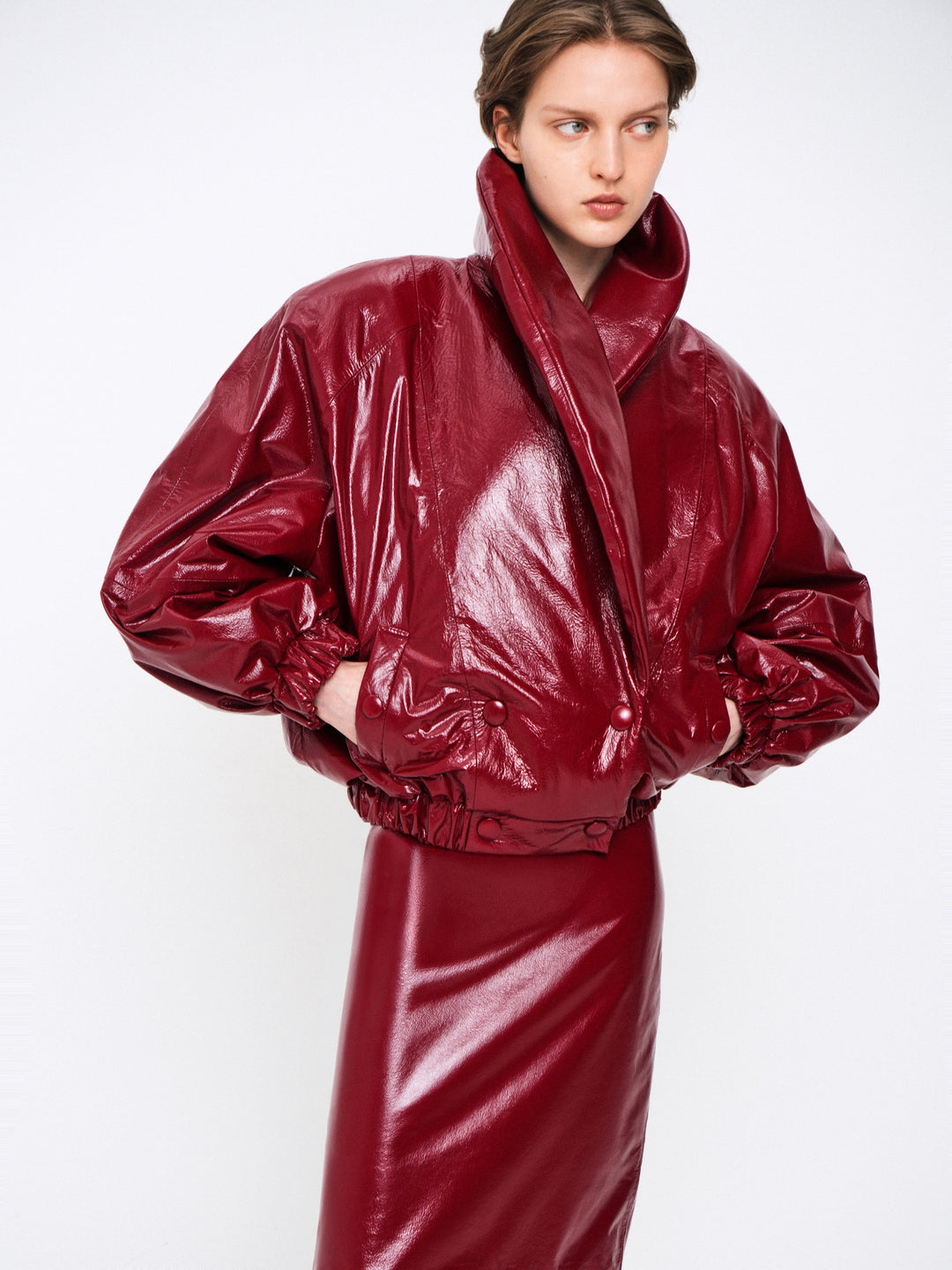 Genuine leather bomber jacket