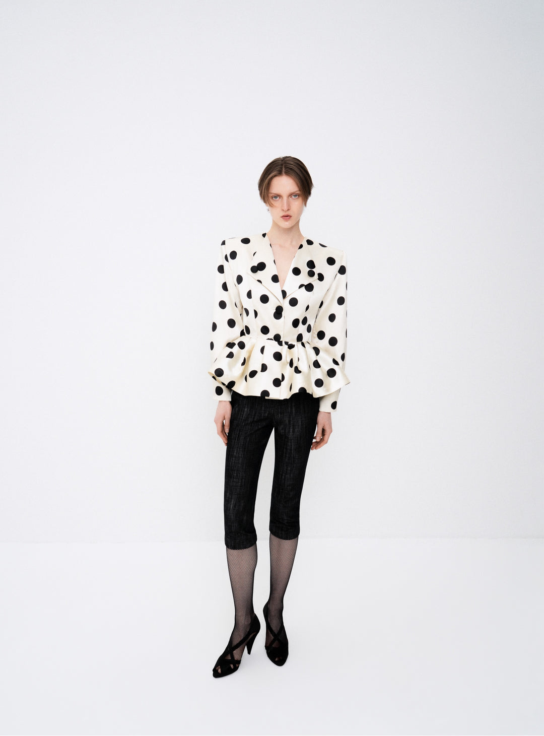 Polka-dot peplum jacket