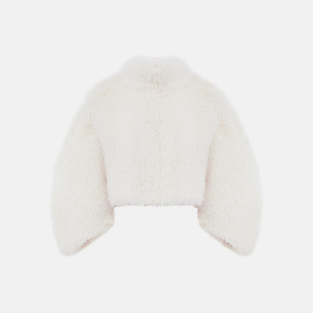 Oversized white faux fur sweater