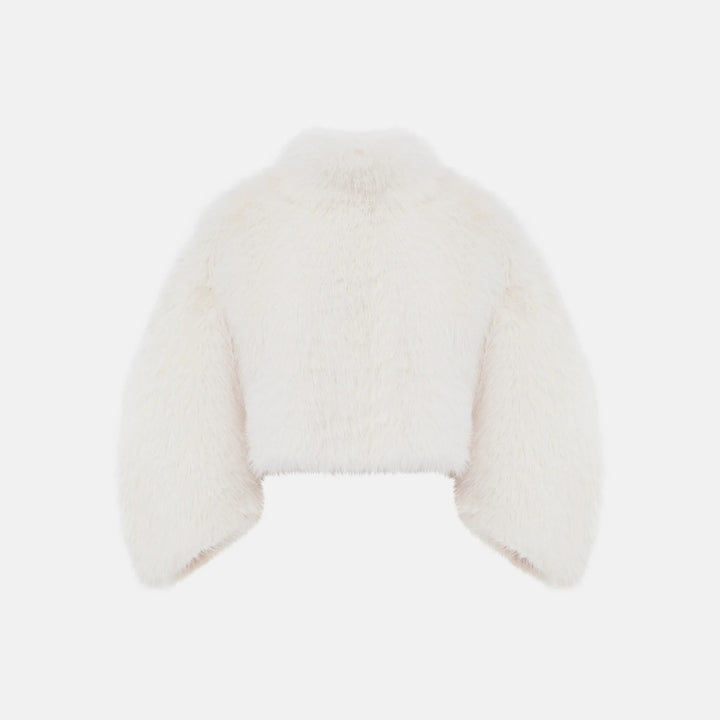 Oversized white faux fur sweater